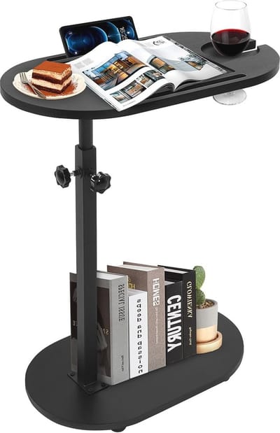 Bijzettafel C-vorm - Sidetable Sofa Tafel - Praktisch Gebruik - In Hoogte Verstelbaar - 43 x 30 x 5 cm