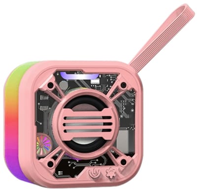 RadiGlow RGB Bluetooth Speaker – Mini Speaker met Radiator Design – 5W Geluid – RGB Licht – Bluetooth 5.4 – TWS & TF-kaart – Type-C Roze