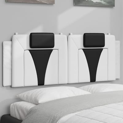 vidaXL - Hoofdbordkussen - "Viana" - 140 - cm - kunstleer - wit - en - zwart