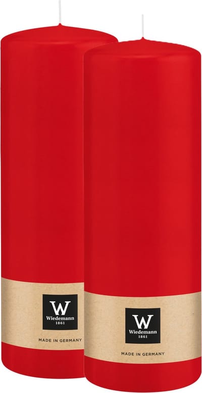 Wiedemann Cilinderkaars/stompkaars - 2x - rood - 20 x 7 cm - 103 branduren - zuilkaarsen