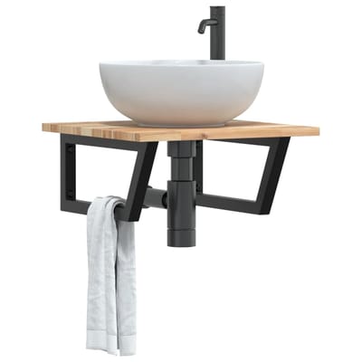vidaXL - Badkamer - wandschap - staal - en - massief - acaciahout