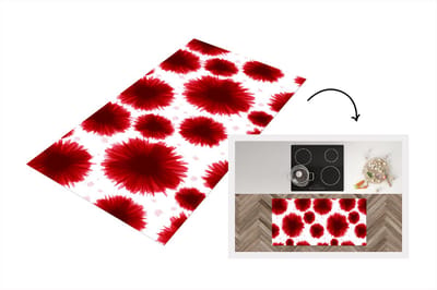 Keukenloper - Loper keuken - Aquarelverf - Rood - Bloemen - 120x60 cm - Keukenloper vinyl