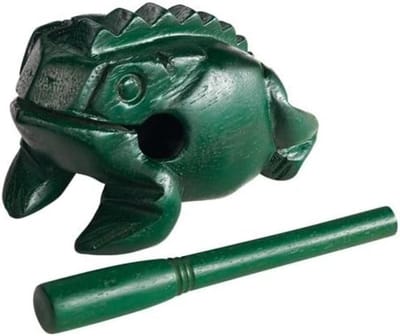 Houten Kikker Güiro - Muziekinstrument - Muziek Maken - Origineel Geluid - 14 cm - Groen
