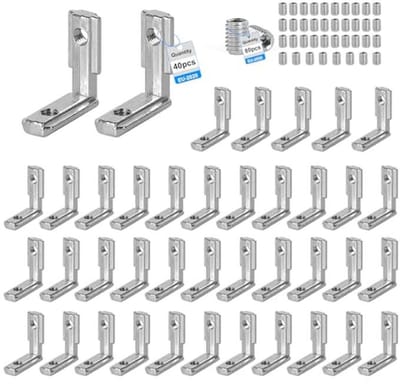 Hoekverbindingen voor Aluminium Profielen - 40 Stuks - 90° Hoekconnector met Schroeven