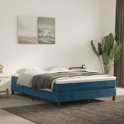 vidaXL - Boxspring - bed - 140x190 - cm - fluweel - donkerblauw