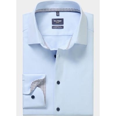 OLYMP 24/7 Luxor modern fit overhemd - twill - lichtblauw - Strijkvriendelijk - Boordmaat: 45 (EU maat: XXL)