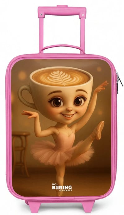 NoBoringSuitcases.com® - Kinderkoffer roze - Kindertrolley meisje - Ballerina Cappuccina - Koffer kind lichtgewicht - Reiskoffer trolley voor kinderen - Koffertje met lichtgevende wieltjes - Rolkoffer