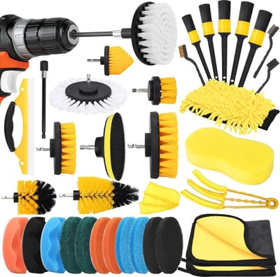 36 Piece Drill Brush Set - Power Scrubber Brush for Cleaning Car, Tiles, Sofa, Floor, Bathroom, Carpet, Sink Opening, Car Scrubbing, Kitchen Grill