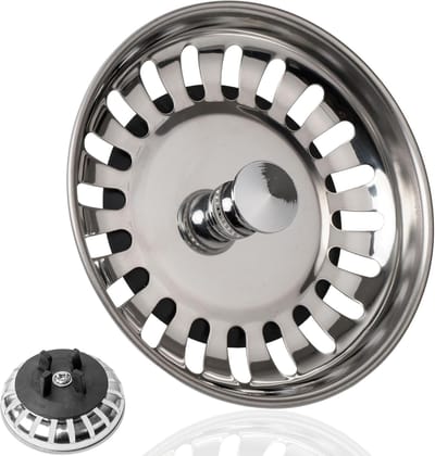 gootsteen, Met Ø 80 mm, compatibel met Siphon ATLANT en DOMSJÖ, Roestvrijstalen spoelbakplug, zeefkorf, Keukenafvoerzeef, Spoelbakzeef, Gootsteen Afvoerstop voor Keuken, Afvoerplug