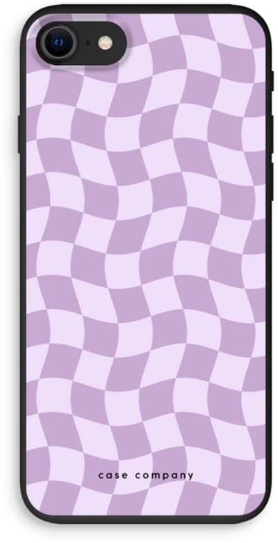 Case Company® - Hoesje geschikt voor iPhone SE 2020 hoesje - Grid Paars - Biologisch Afbreekbaar Telefoonhoesje - Bescherming alle Kanten en Schermrand