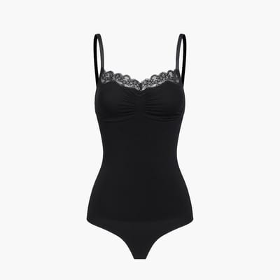 cfab - Bodysuit met corrigerende werking en kant - Zwart - S - Corrigerende Body - Naadlos - corrigerend ondergoed dames