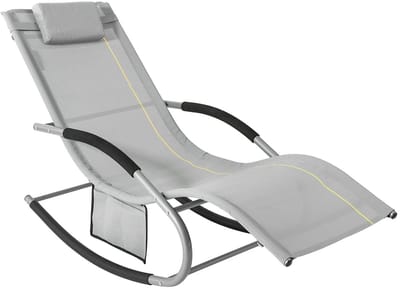 Amolass - Tuinstoel - Ligstoel - Schommelstoel - Ligbed - 150x63x87cm - Grijs - Inclusief Hoofdkussen - Voor Tuin/Balkon