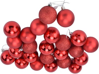 Kerstballen Set van 24 Stuks - Glanzende Decoraties voor Thuis, Kantoor en Feestdagen - 58mm Diameter in Rood