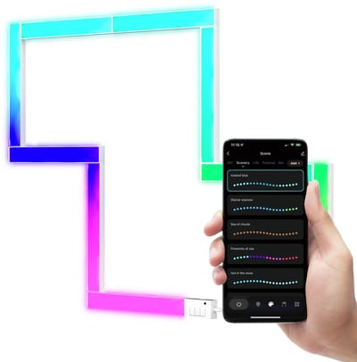 Trust GXT905 VYBZ RGB Licht balken – 9 lampen - met App & Afstandsbediening - Led lamp - Wandlamp binnen - Game Verlichting - Amazon Alexa & Google Assistant