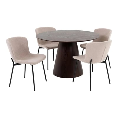 House Nordic Eetkamerset Bolton - Tafel met 4 Stoelen - Donkerbruin