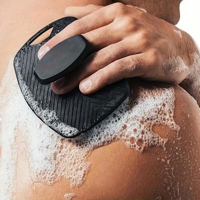 SoftTouch Gentleman's Exfoliator - Ergonomisch Antislip Handvat, Zachte Body Scrubber voor Zachte Huid Exfoliatie, Makkelijk Schoon te Maken en Af te Spoelen zwart