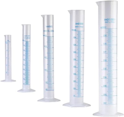 Meetcilinder Set van 5 Stuks van Plastic, Capaciteiten van 50 ml tot 1000 ml, Voor Laboratorium, Industrie en Vloeistofmeting met Gegradueerde Schaal en Stabiliteit