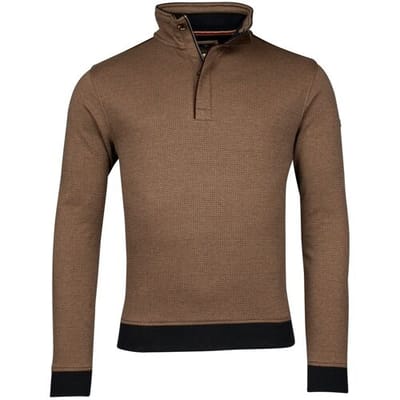 Baileys Trui Half Zip 2-Tone Jacquard Interlock Doubleface Sweat Donker Zand / male