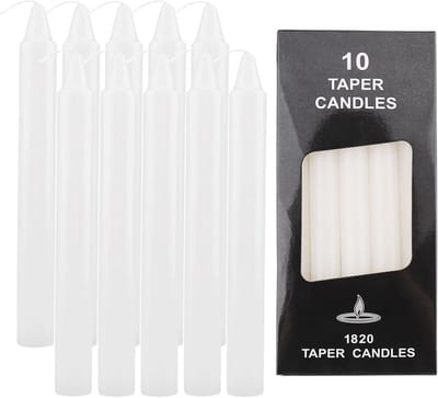 Glad witte staafkaarsen - 10 stuks - 6 uur brandduur - Versiering voor feesten en decoratie