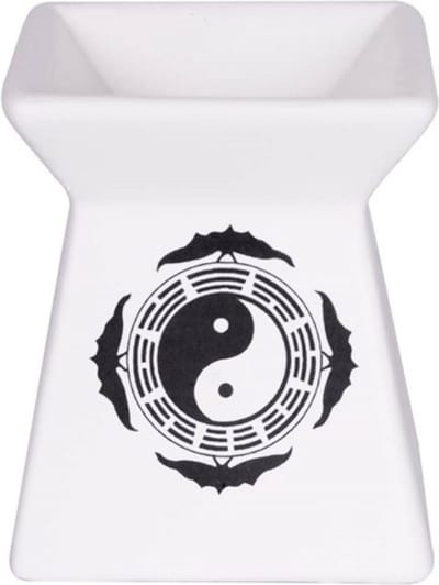Geurolie brander - verdamper - 7 x 8 cm - voor etherische olie - ying yang thema - huisgeuren