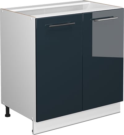 Vicco Keukenonderkast Fame-Line, Donkerblauw hoogglans/Wit, 80 cm zonder werkblad