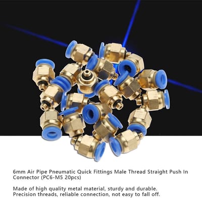 Dailygoods- Snelkoppelingen 20 stuks - 6 mm - Pneumatische Connectoren - Luchtconnector met Buitendraad - Robuust en Duurzaam - Eenvoudige Montage