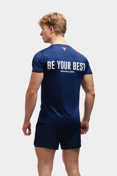 Breaking Limits T-Shirt Pro Edition Heren – Muscle Fit Mouwen – Ademend & Comfortabel – Navy Blue – Maat M