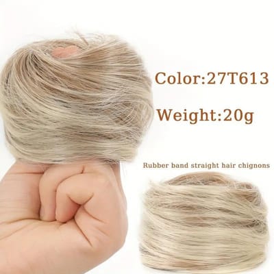 1 stuk synthetisch haarknot, rechte chignon, elastische rubberen band, nep haarclip, haarstaartverlenging, opgestoken haarstuk, paardenstaart beige
