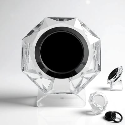 Cavill - Luxe Sieraden Koffer - Zinklegering en Kristal - 58,5x56,5 mm - Modern Achthoekig Design met Zwarte Accenten - Stijlvolle Edelstenenhouder