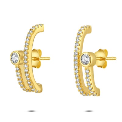 Twice As Nice Oorbel in zilver, met zirkonia Goudkleurig