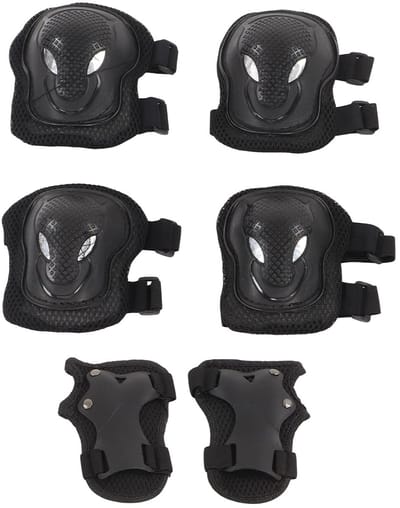 Sportbescherming Set - Knie Elleboog Pols - Buitensport Activiteiten - Verstelbaar Ademend Gaas - 3 Delige Set - Zwart