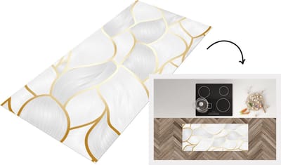 Keukenloper - Loper keuken - Abstract patroon met gouden lijnen - 120x50 cm - Keukenloper vinyl