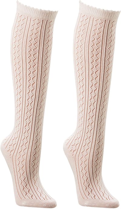 Dames kniekousen | met haakpatroon | zwart of wit | maten 35-38 en 39-42 | per 3 paar
