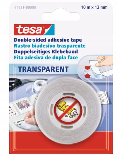 tesa 64621-00000-07 Dubbelzijdige tape Transparant (l x b) 10 m x 12 mm 1 stuk(s)