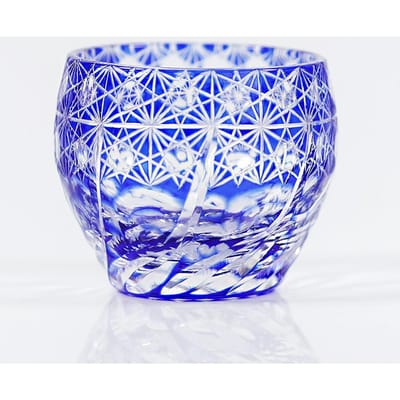 60 ml Japanse Edo Kiriko Handgesneden Glas, Handgesneden Gekleurd Kristal S Glas, Mini Sake Whiskey Tumbler Voor Huisbar Cadeau 51-100ml blauw