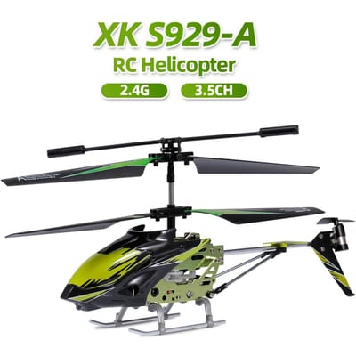 Wltoys XK S929-A 2.4G 3.5CH Hélicoptère RC avec jouets RC légers, MEILLEUR CADEAU ! vert