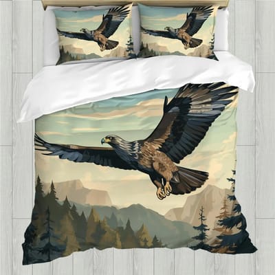 Eagle Dekbedovertrek Set Queen Size Voor Volwassenen Dierenpatroon Beddengoed Set Stijlvolle Decoratieve Vogel Dekbedovertrek EU Single(135*200cm)3pcs