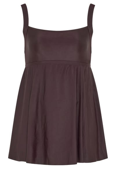 Yours Chocoladebruine Zwemjurk Met Vierkante Halslijn Size 42