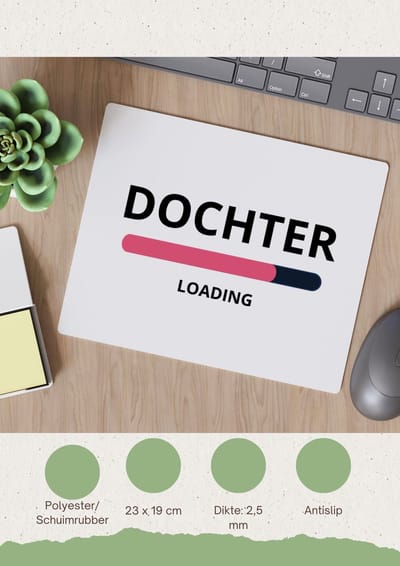 Akyol - dochter loading Muismat - Dochter - ochtendkoffie laden - verjaardagscadeau - verjaardag - cadeau - cadeautje voor dochter - dochter artikelen - kado - geschenk - gift - 23 bij 19 cm