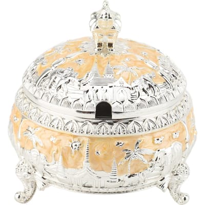 Suikerpot Kleurrijk Exquisite Decoratieve Suikerkom van Zinklegering met Deksel en Lepel voor Keukentafel Zilvergeel