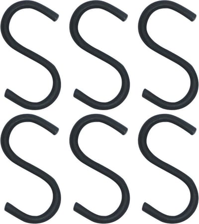 S-Haak voor Keukenrail Zwart RADKA 7,5 cm 6 stuks - Hangrail - Haakjes - Haken - Ophangrail - Ophangrek - Haak