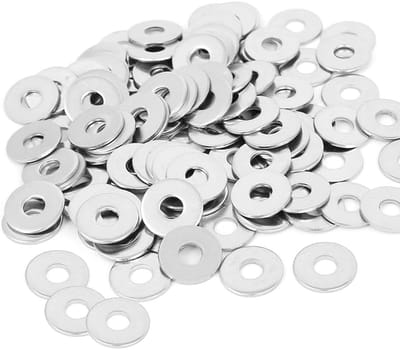Platte sluitringen, M5, roestvrij staal, M5 x 15 mm, platte sluitringen, brede vleugels voor schroeven, moeren, draadstang, 150 stuks