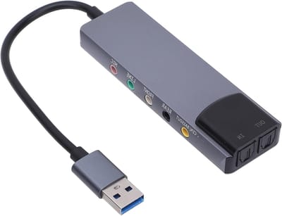 Externe Geluidskaart met 48KHz Digitale Opnamefunctie, Mic-ingang en 3.5mm/Optische Fiber Invoer voor 5.1 & 7.1 Surround Sound Systemen