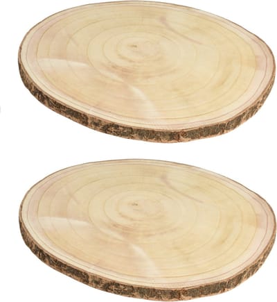 Houten decoratie boomschors boomschijven - 2x stuks - D40 cm - Hobby materiaal - Kaarsenbord