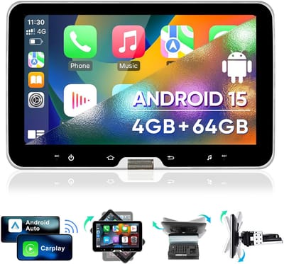 HexinexMarket Quad-Core 1DIN Autoradio Geschikt voor VW AUDI BMW BENZ Peugeot FIAT DUCATO enz - Draadloos CarPlay, Android Auto, GPS Navi, 360° rotatie, multimediaspeler, 4GB+64GB
