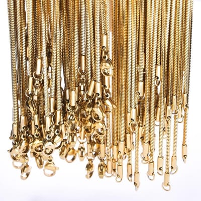 15 10Stuks 45-60Cm Vierkante Slang Ketting Ketting Diy Sieraden Maken Benodigdheden Gouden Kleur Roestvrij Staal Kettingen Voor Vrouwen Mannen Choker 50cm beige