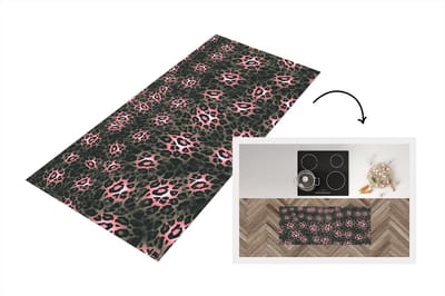 Keukenloper - Loper keuken - Panterprint - Roze - Grijs - Patronen - 120x50 cm - Keukenloper vinyl