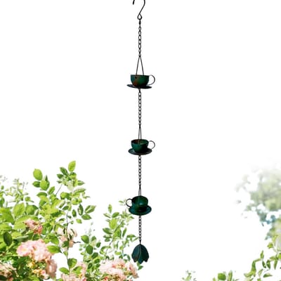 Regenkettingen - Waterafvoer Ketting - Buitenruimte Verfraaien - Vintage Cup Design - 94x9 cm - Antiek Zwart