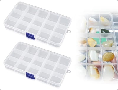 Dailygoods - Set van 2 Transparante Plastic Sorteerdozen met 15 Compartimenten - Sieraden en Schroeven Organizer