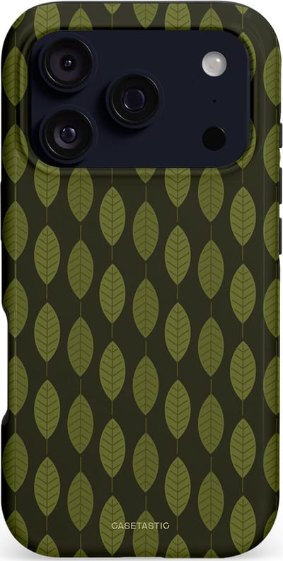 Casetastic hoesje geschikt voor Apple iPhone 17 Pro - MagSafe - Dubbellaagse bescherming - Donkergroene Bladerendek - Fashion Case - Zwart Donkergroen